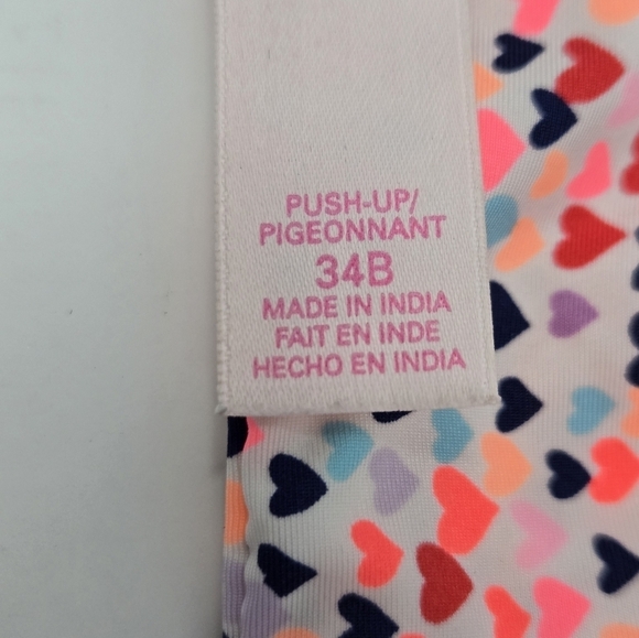 VICTORIA'S SECRET PUSH UP BRA LILAC PURPLE MULTI-COLORED HEART DESIGN WOMEN 34B - Picture 12 of 12